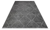 Anthracite Light Grey Modern Geometric Living Room Rug - Cotton