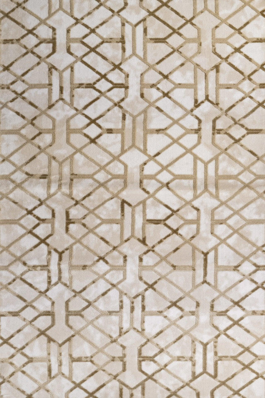 Bej Gri Baklava Geometrik Halı - Yıkanabilir - Kaymaz Taban - Pati Dostu