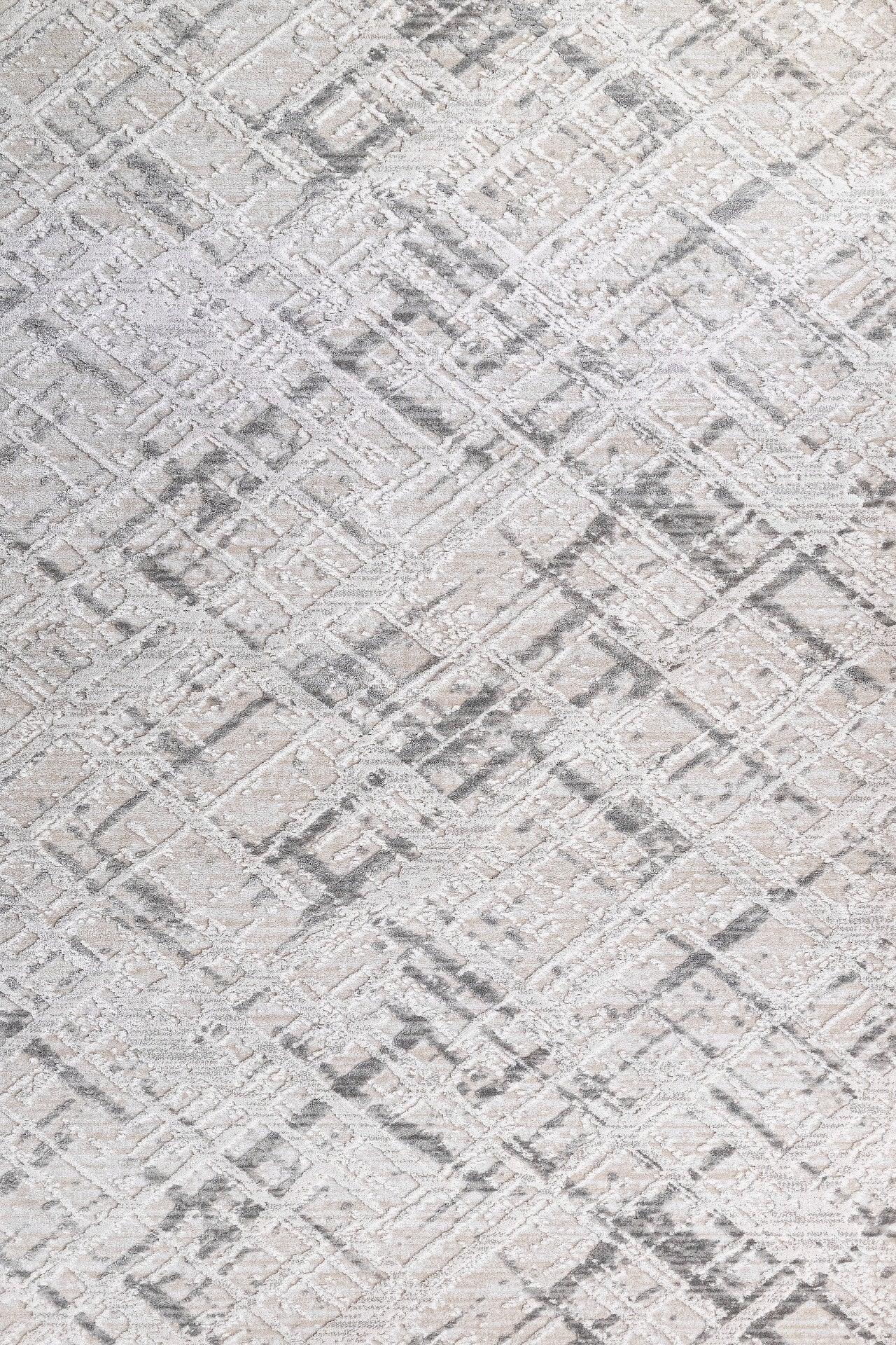 Antrasit Beyaz Geometrik Minimalist Halı - Yıkanabilir - Kaymaz Taban - Pati Dostu
