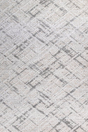 Antrasit Beyaz Geometrik Minimalist Halı - Yıkanabilir - Kaymaz Taban - Pati Dostu