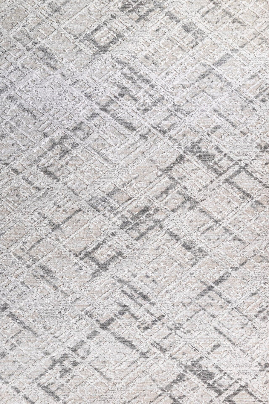 Antrasit Beyaz Geometrik Minimalist Halı - Yıkanabilir - Kaymaz Taban - Pati Dostu