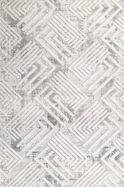 Beyaz Gri Baklava Geometrik Halı - Yıkanabilir - Kaymaz Taban - Pati Dostu