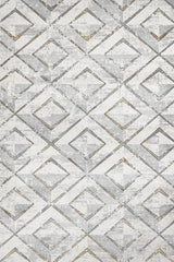 Light Grey Grey Modern Geometric Living Room Rug - Cotton Digital Print
