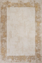 Cream Beige Distressed Paisley Living Room Rug - Cotton