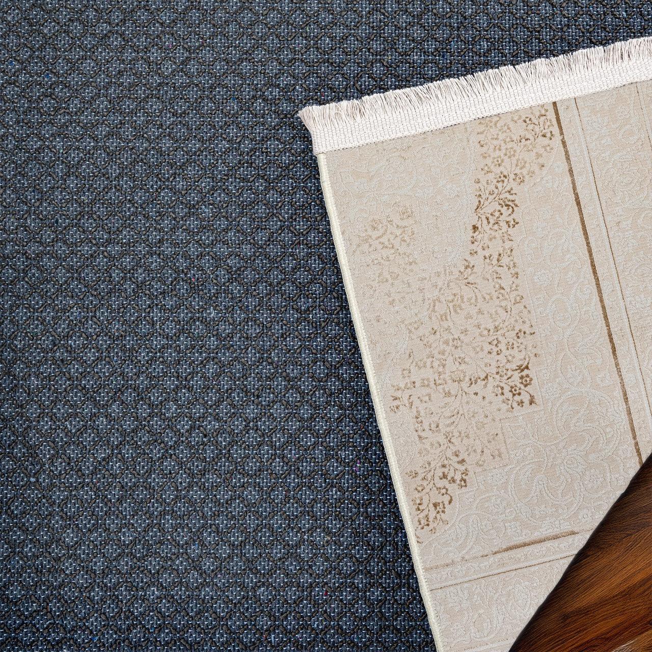 Bej Krem Göbekli Minimalist Halı - Yıkanabilir - Kaymaz Taban - Pati Dostu