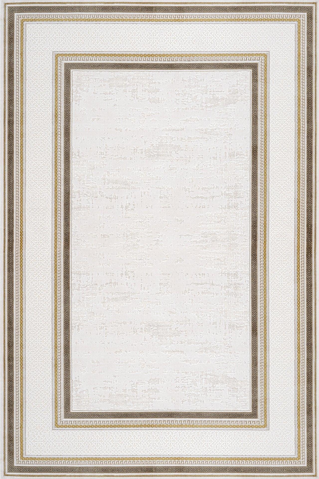 Bej Krem Bordürlü Minimalist Halı - Yıkanabilir - Kaymaz Taban - Pati Dostu