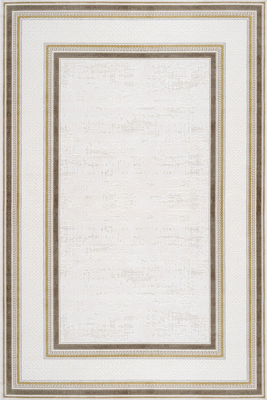 Bej Krem Bordürlü Minimalist Halı - Yıkanabilir - Kaymaz Taban - Pati Dostu