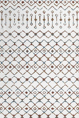 Cream Brown Bohemian Geometric Living Room Rug - Cotton