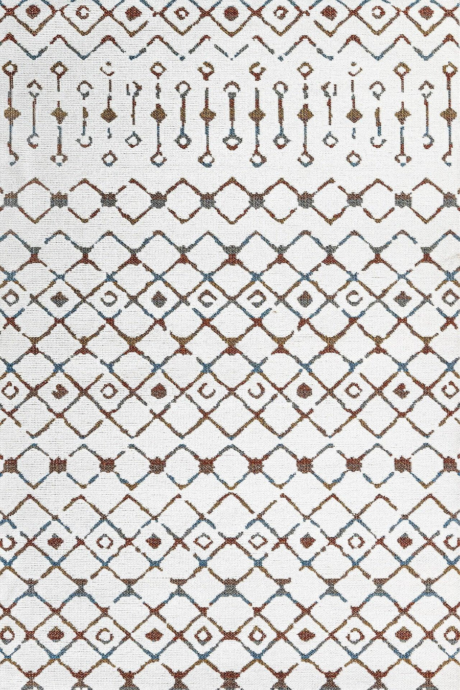 Beyaz Siyah Geometrik Kareli Halı - Yıkanabilir - Kaymaz Taban - Pati Dostu