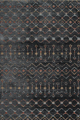 Dark Gray Orange Ethnic Geometric Kitchen Rug - Cotton Digital Print