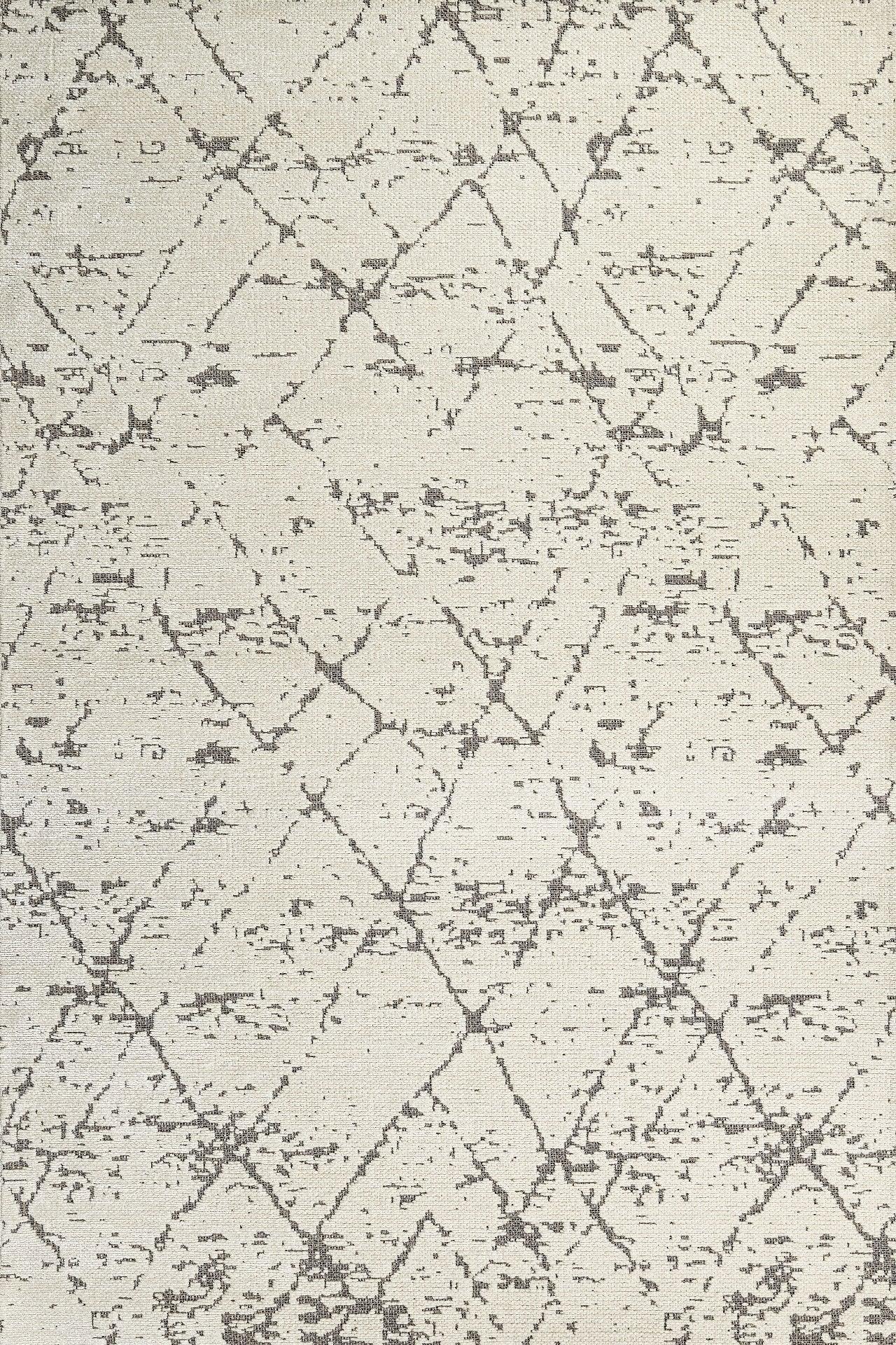 Beyaz Gri Geometrik Minimalist Halı - Yıkanabilir - Kaymaz Taban - Pati Dostu