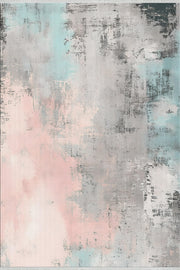 Gri Mavi Abstract Dekoratif Halı - Yıkanabilir - Kaymaz Taban - Pati Dostu