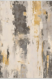 Bej Gold Abstract Dekoratif Halı - Yıkanabilir - Kaymaz Taban - Pati Dostu