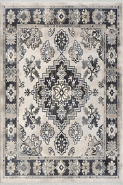 Antrasit Gri Dekoratif Eskitme Halı - Yıkanabilir - Kaymaz Taban - Pati Dostu