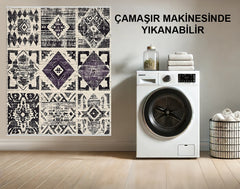 Patchwork Geometrik Halı - Eskitilmiş ve Modern Tasarım