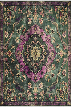 Bohem Dekoratif Halı - Yıkanabilir - Kaymaz Taban - Pati Dostu