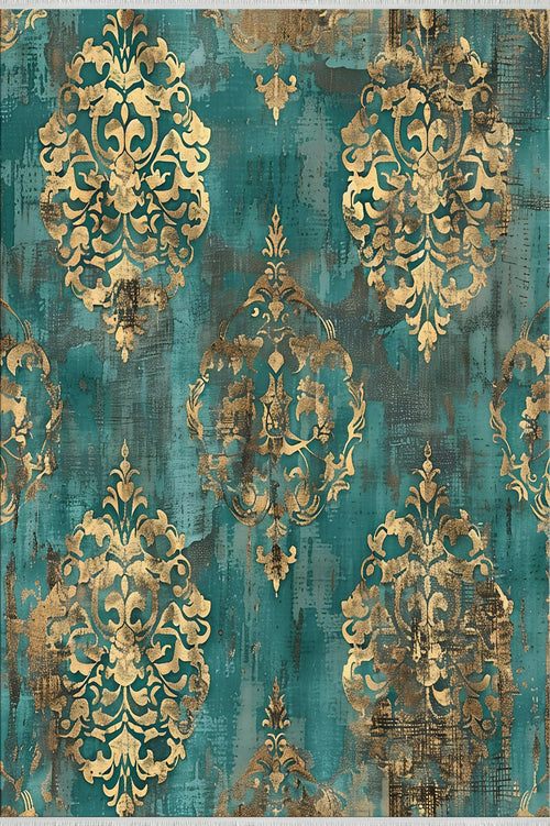 Vintage Damask Halı - Kaymaz, Solmaya Dayanıklı