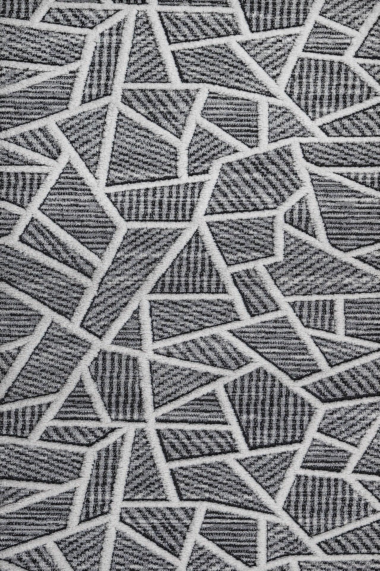 Antrasit Gri Geometrik Minimalist Halı - Yıkanabilir - Kaymaz Taban - Pati Dostu
