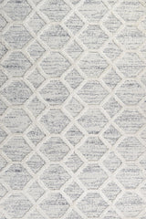 Cream Grey Modern Geometric Living Room Rug Baklava - Cotton