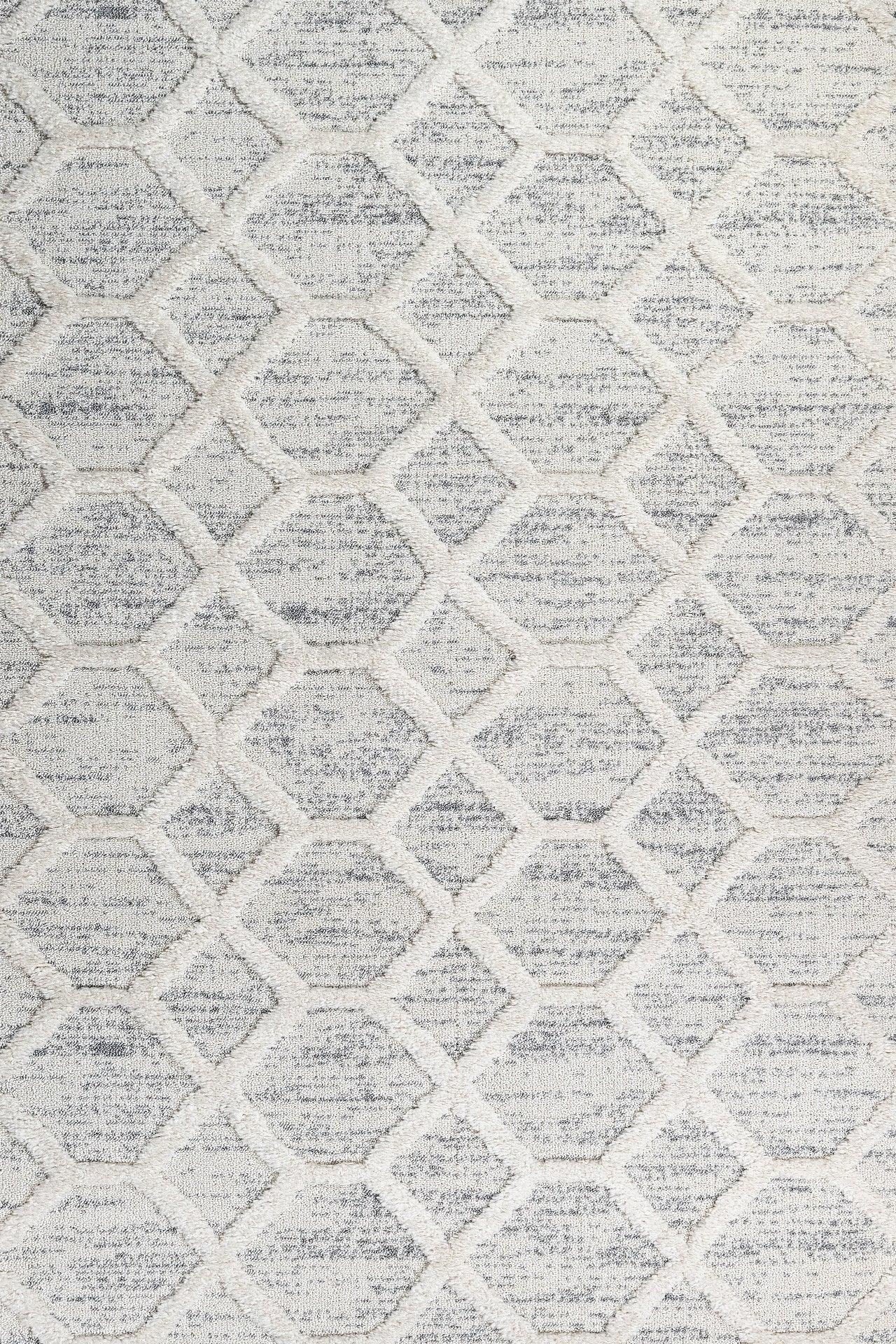 Beyaz Gri Geometrik Minimalist Halı - Yıkanabilir - Kaymaz Taban - Pati Dostu