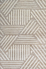 Cream Beige Modern Geometric Living Room Rug Abstract lines - Cotton