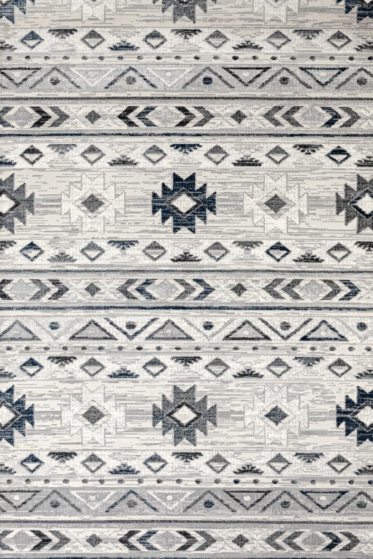 Beyaz Gri Baklava Geometrik Halı - Yıkanabilir - Kaymaz Taban - Pati Dostu