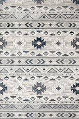 Light Gray Gray Ethnic Geometric Living Room Rug - Cotton
