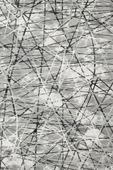 Gray Black Modern Living Room Rug Linear - Polyester