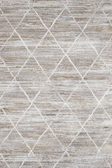 Beige White Modern Geometric Living Room Rug - Cotton