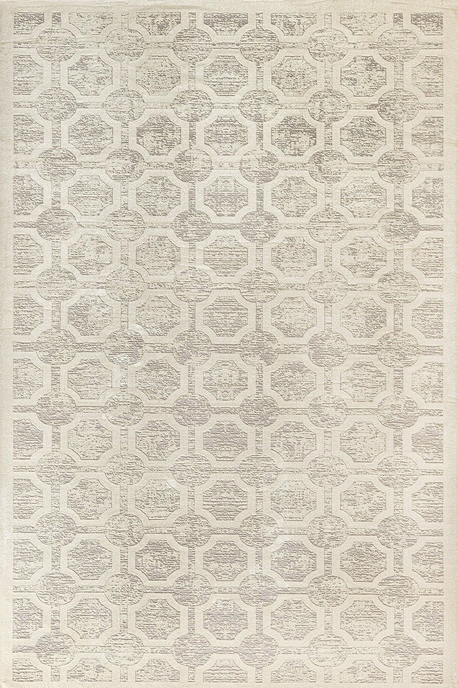 Bej Krem Geometrik Minimalist Halı - Yıkanabilir - Kaymaz Taban - Pati Dostu