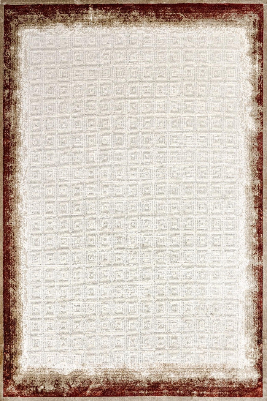 Bej Bordürlü Minimalist Halı - Yıkanabilir - Kaymaz Taban - Pati Dostu