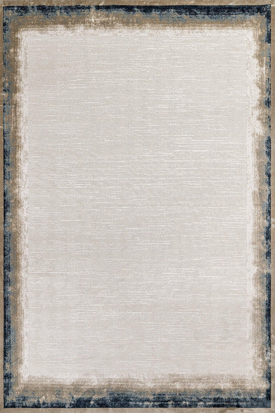 Bej Gri Bordürlü Minimalist Halı - Yıkanabilir - Kaymaz Taban - Pati Dostu