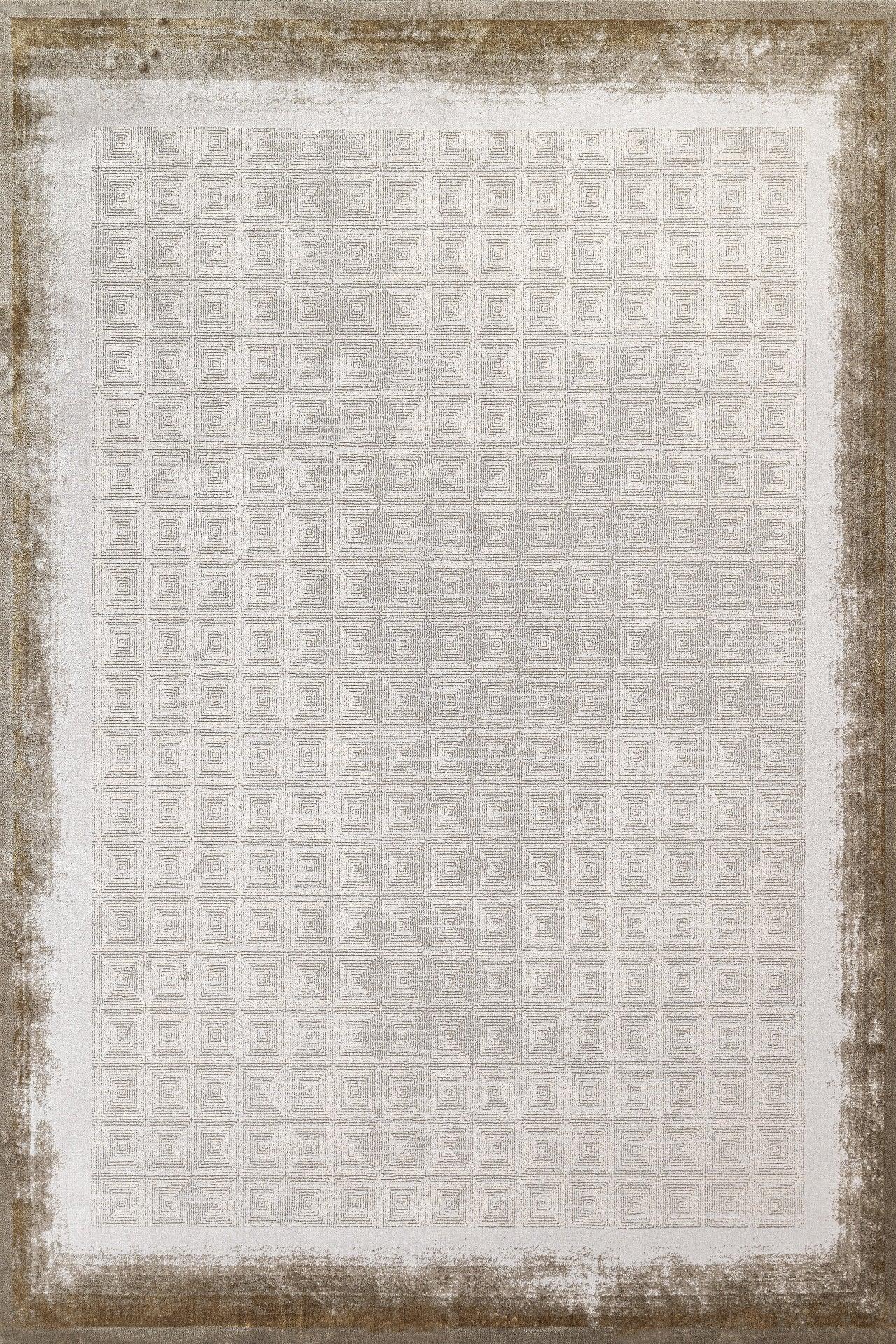 Bej Krem Bordürlü Minimalist Halı - Yıkanabilir - Kaymaz Taban - Pati Dostu