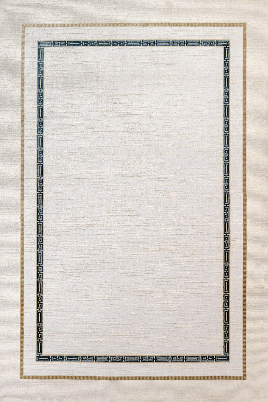 Bej Krem Bordürlü Minimalist Halı - Yıkanabilir - Kaymaz Taban - Pati Dostu