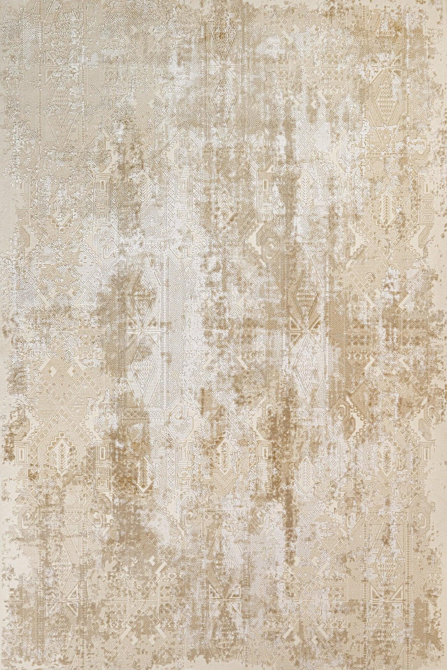 Bej Dokulu Minimalist Halı - Yıkanabilir - Kaymaz Taban - Pati Dostu