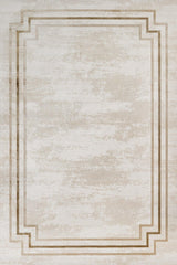 Cream Beige Modern Geometric Living Room Rug 004A - Cotton Digital Print