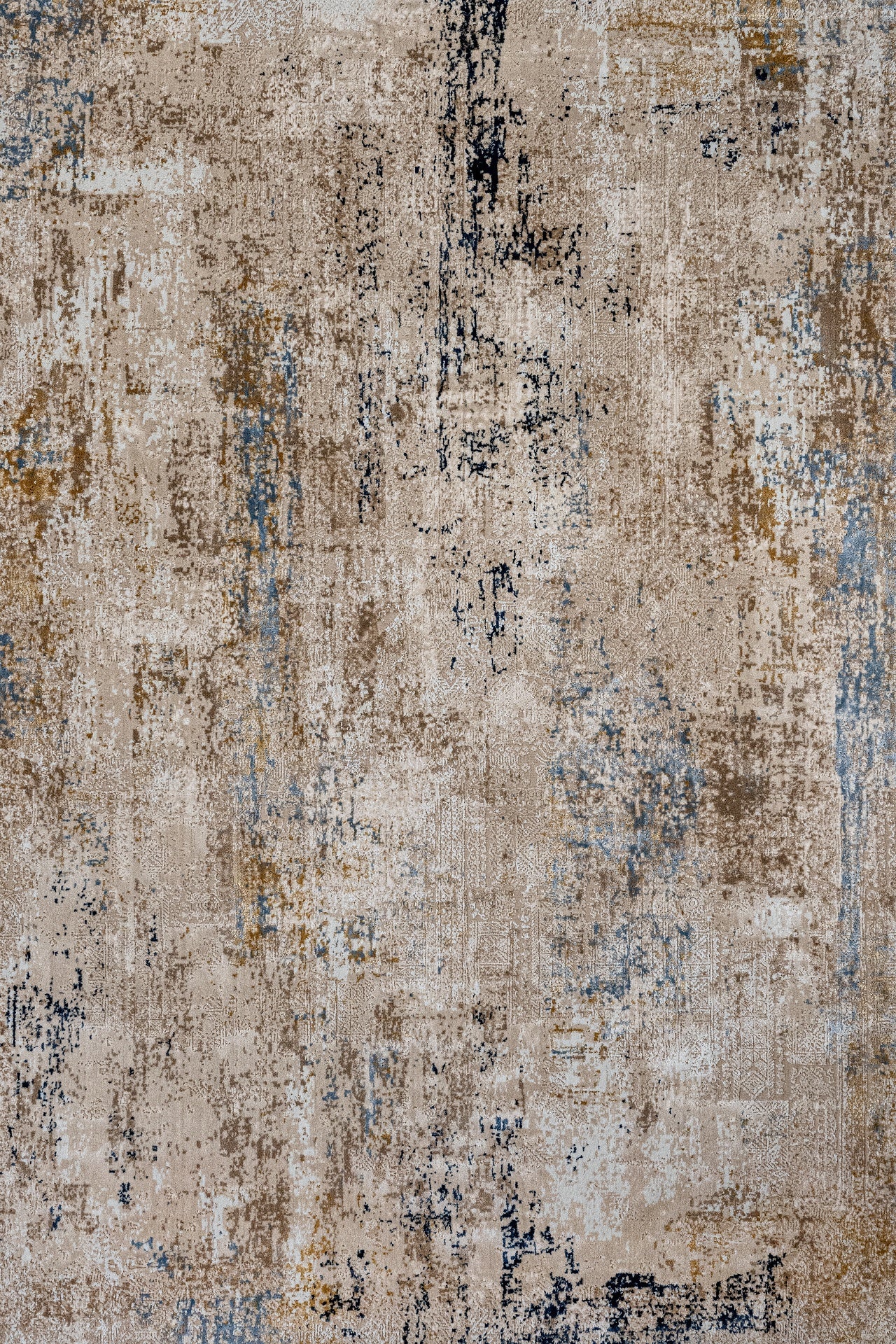 Gri Mavi Bohem Dokulu Halı - Yıkanabilir - Kaymaz Taban - Pati Dostu