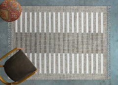 Kahve Çizgili Modern Etnik Desenli Halı  | Makinada Yıkanabilir | Hav Toz Vermez | Leke Tutmayan | Kaymaz Taban | Dijital Makine Baskı | Salon Yolluk Mutfak Halısı