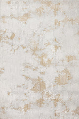 Cream Gold Modern Geometric Living Room Rug - Cotton