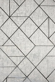 Antrasit Gri Geometrik Minimalist Halı - Yıkanabilir - Kaymaz Taban - Pati Dostu