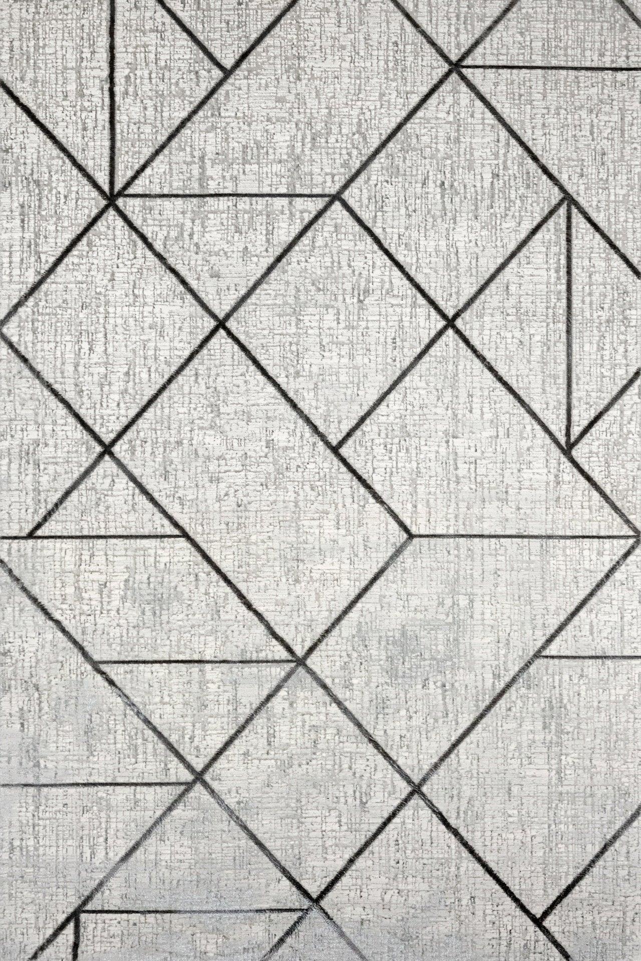 Antrasit Gri Geometrik Minimalist Halı - Yıkanabilir - Kaymaz Taban - Pati Dostu
