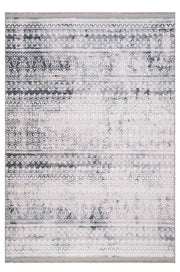 Ajdovscina Gri Çizgili Pamuk ve Şönil Dijital Baskı Halı Pia Monte
