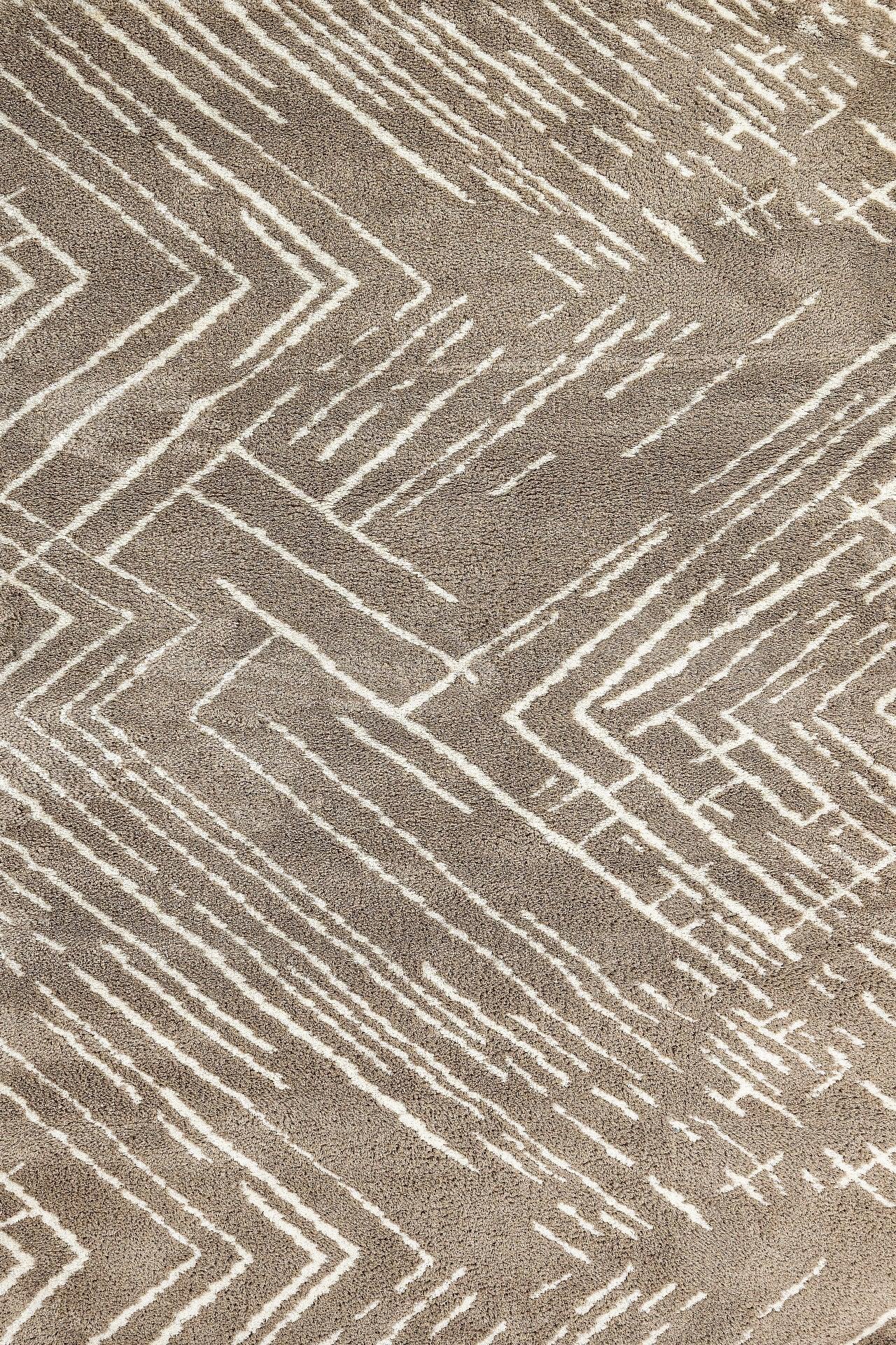 Bej Geometrik Modern Halı - Yıkanabilir - Kaymaz Taban - Pati Dostu