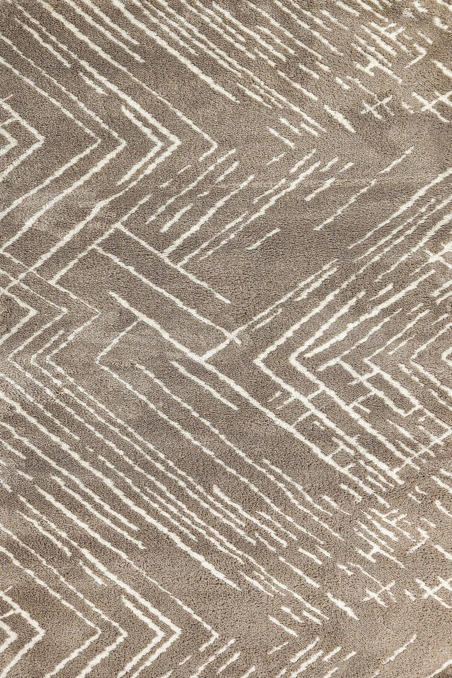 Bej Geometrik Modern Halı - Yıkanabilir - Kaymaz Taban - Pati Dostu