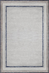Light Gray Dark Blue Modern Kitchen Rug - Cotton Digital Print