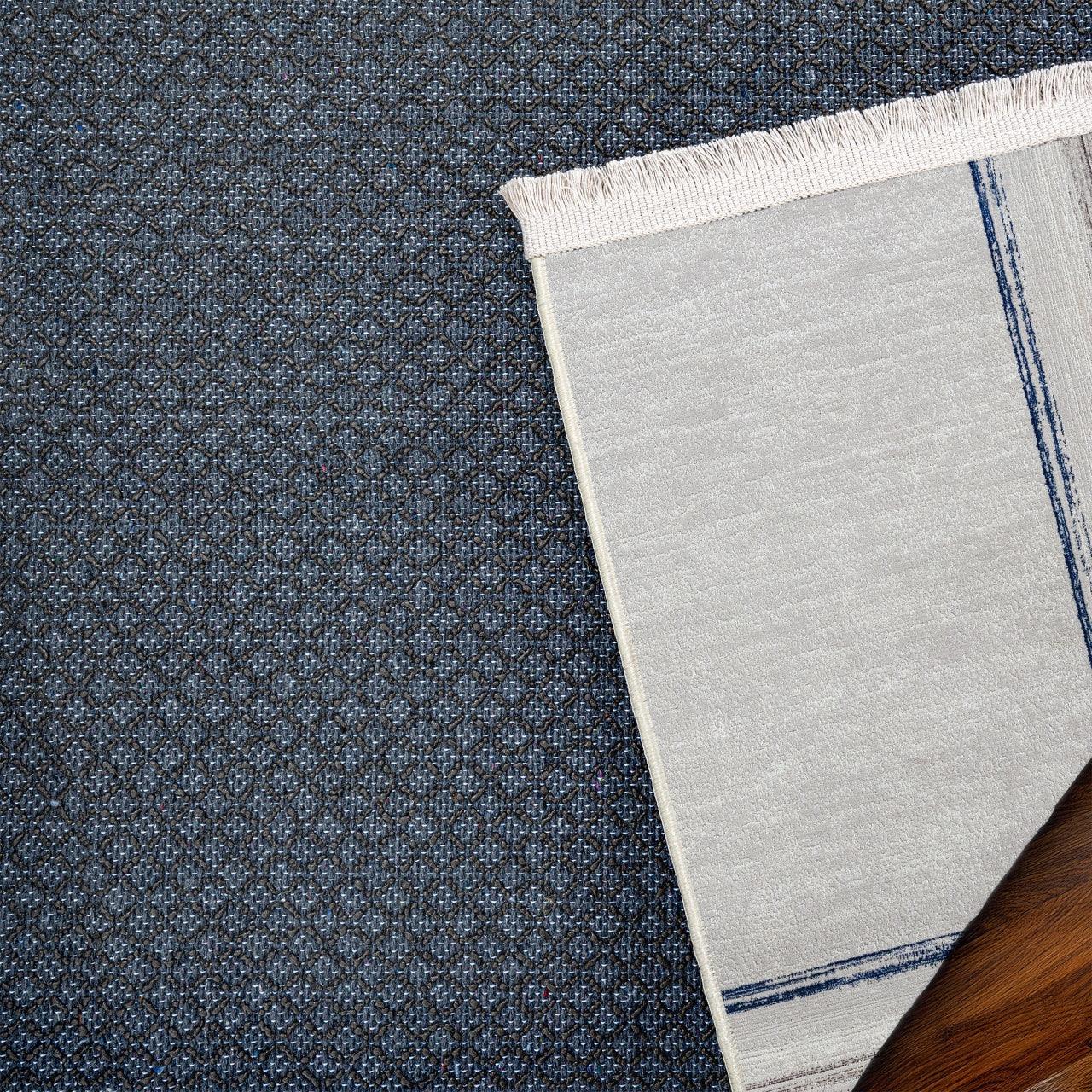 Antrasit Gri Geometrik Minimalist Halı - Yıkanabilir - Kaymaz Taban - Pati Dostu