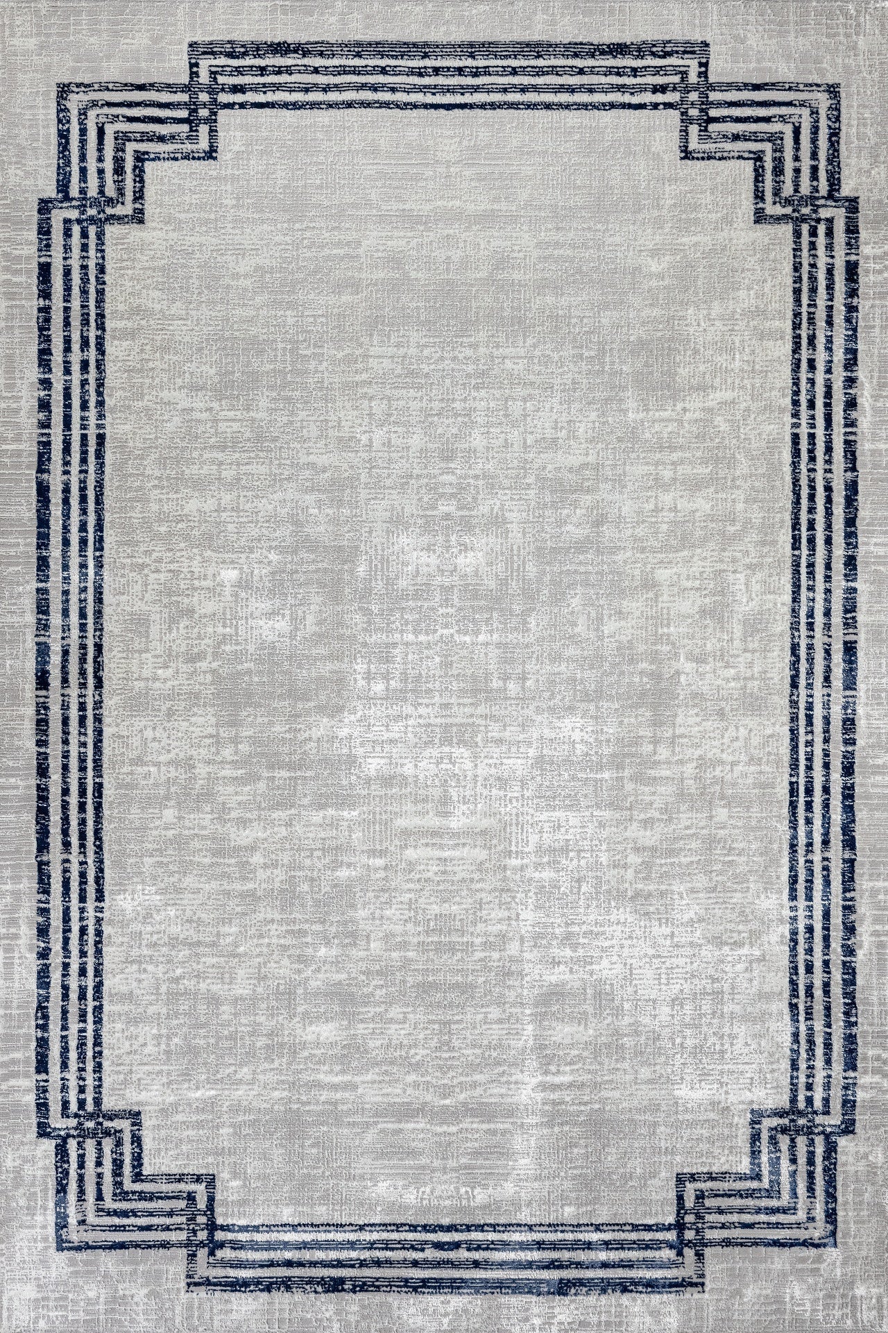 Gri Bordürlü Minimalist Halı - Yıkanabilir - Kaymaz Taban - Pati Dostu