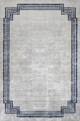 Light Gray Navy Distressed Living Room Rug - Cotton