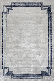 Gri Bordürlü Minimalist Halı - Yıkanabilir - Kaymaz Taban - Pati Dostu