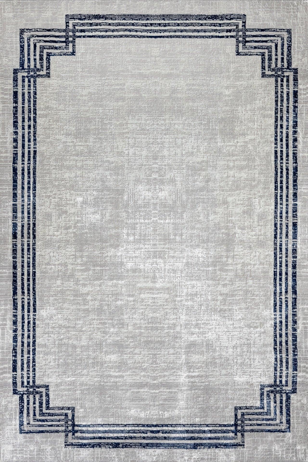 Gri Bordürlü Minimalist Halı - Yıkanabilir - Kaymaz Taban - Pati Dostu